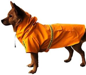 Waterproof Dog Raincoat Leisure Lightweight Dog Coat Jacket Reflective Rain Jacket with Hood for Small Medium Large Dogs (Color: Orange)