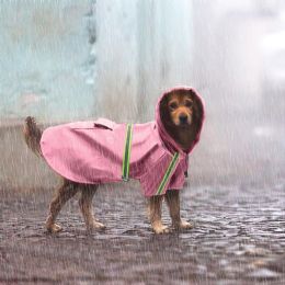 Waterproof Dog Raincoat Leisure Lightweight Dog Coat Jacket Reflective Rain Jacket with Hood for Small Medium Large Dogs (Color: Pink)