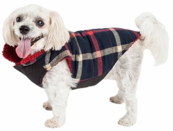 Allegiance' Classical Plaided Insulated Dog Coat Jacket (Color: Blue, Size: X-Small)