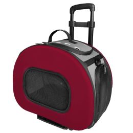 Tough-Shell Wheeled Collapsible Final Destination Pet Carrier (Color: Red)