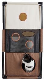 Kitty-Square Obstacle Soft Folding Sturdy Play-Active Travel Collapsible Travel Pet Cat House Furniture (Color: Khaki/Brown)