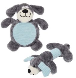 Cozy Play Plush 2 Set Of Matching Squeaking Chew Dog Toys (Color: Grey/Blue)