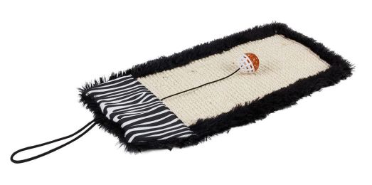Scrape-Away' Eco-Natural Sisal And Jute Hanging Carpet Cat Scratcher With Toy (Color: Black)