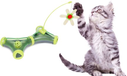 Kitty-Tease Interactive Cognitive Training Puzzle Cat Toy Tunnel Teaser (Color: Green)