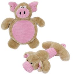 Cozy Play Plush 2 Set Of Matching Squeaking Chew Dog Toys (Color: Pink/Brown)