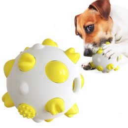 Pet Dog Toy Interactive Chew Toy Non Toxic Bite Resistant Rubber Ball (Color: Yellow)