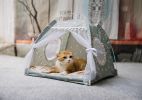 Washable Pet Puppy Kennel Dog Cat Tent, Pet Tent Bed, Pet Teepee Dog Cat Bed with Canopy, Pet Bed, Portable Foldable Durable Pet Tent